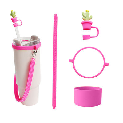 30oz 40oz Tumbler ile El Anti-Cratch Silikon Kupası Koltuğu ve Anti-Slip Su Şişesi El Talimi Kemeri