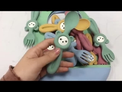 Bebek Çocuklar İçin Yumuşak Sevimli Panda Tarzı Silikon Çatal Ve Kaşık